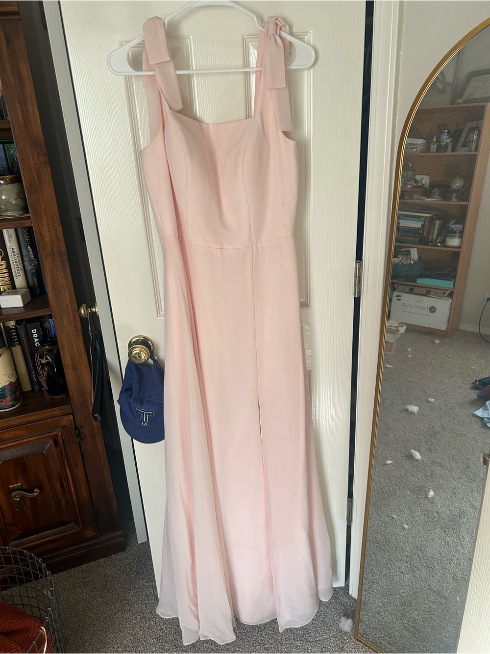 JJs House Blush Pink Sleeveless Maxi Dress with Tied Shoulder Straps
